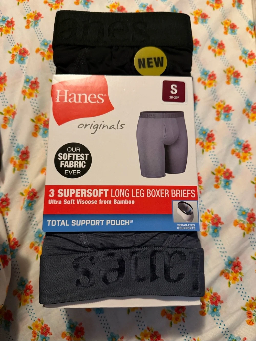 💜Hanes Originals Men's SuperSoft Boxer Brief Longer Leg, 3PackSize:Small(28-30)